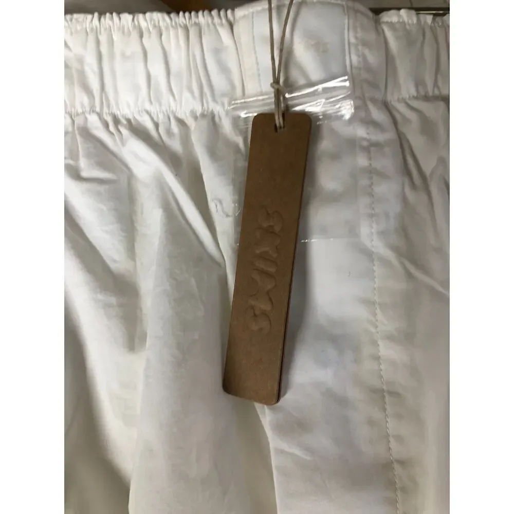 SKIMS Cotton Poplin Sleep Shorts Spa Embroidered Pull On Snow White NWT Size 3X